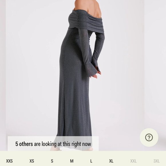 Meshki - Off Shoulder Diamante Maxi Dress - Gunmental - Picture 7 of 7